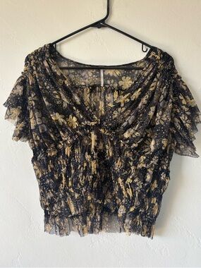 Free People Making Me Smile Blouse - Black & Yellow